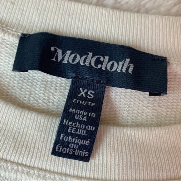 ModCloth cream off white cropped long sleeve sweatshirt Extra Small XS NWT - Picture 10 of 13